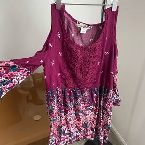 Knitworks Magenta and Floral Casual Dress